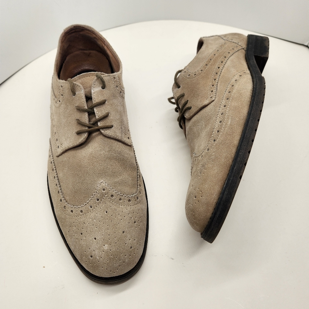 Banana Republic Oxford Shoes Men's 11.5 Cream Beige Suede Wingtip Business Dress